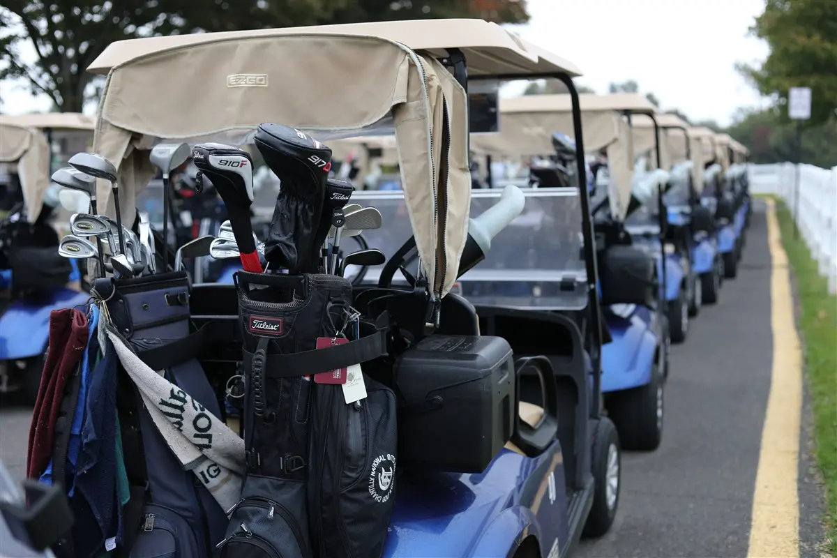 line of golf carts