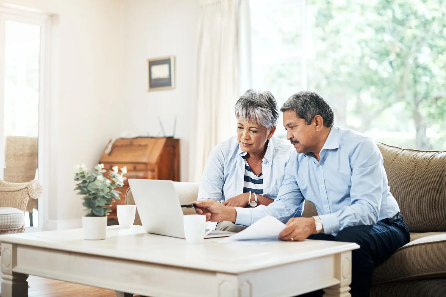 Older couple using computer