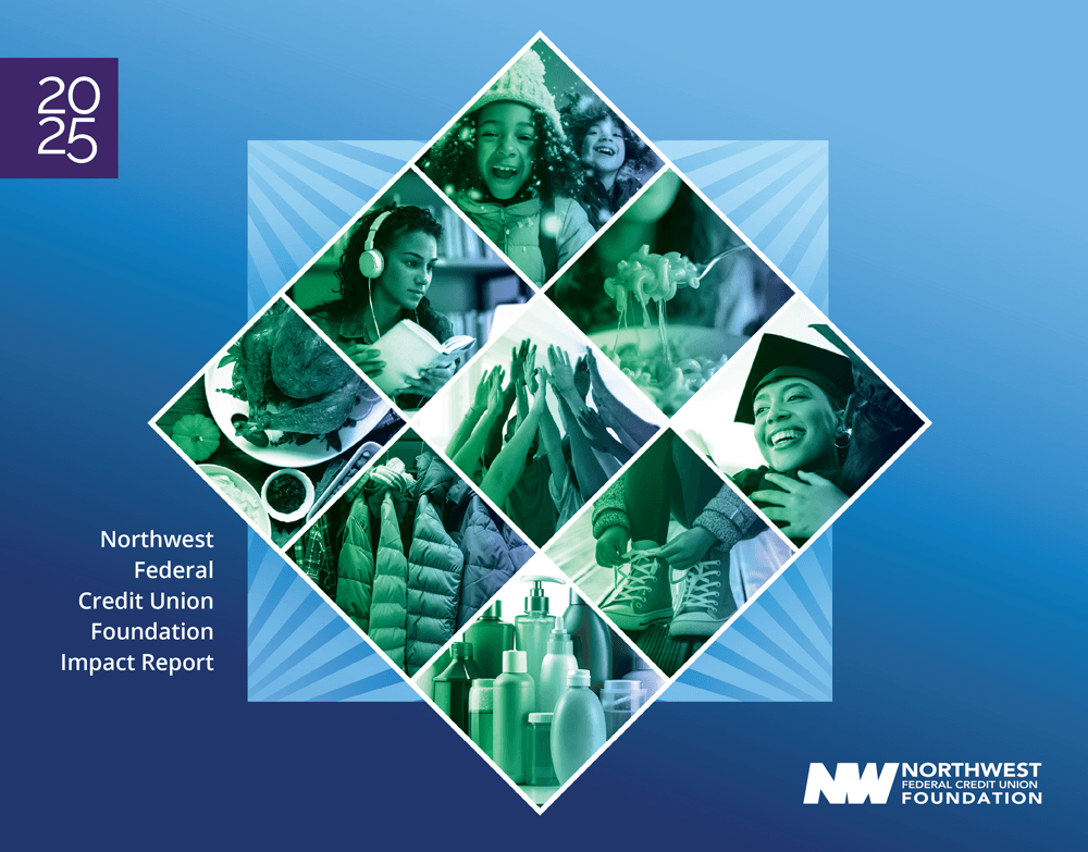 Northwest Federal Credit Union Foundation 2025 annual report cover featuring youth support initiatives and community programs.